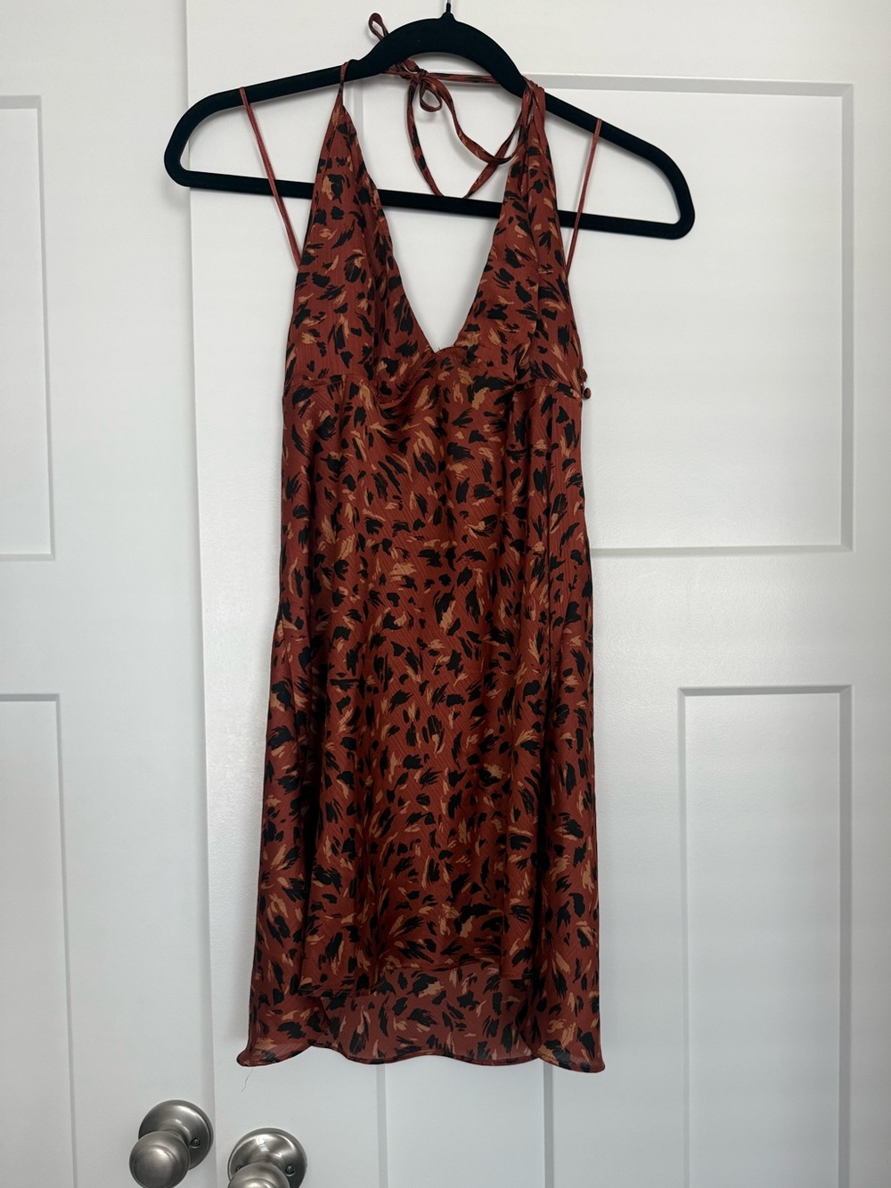 Free People Hang On Halter Printed Slip Dress in Natural Combo